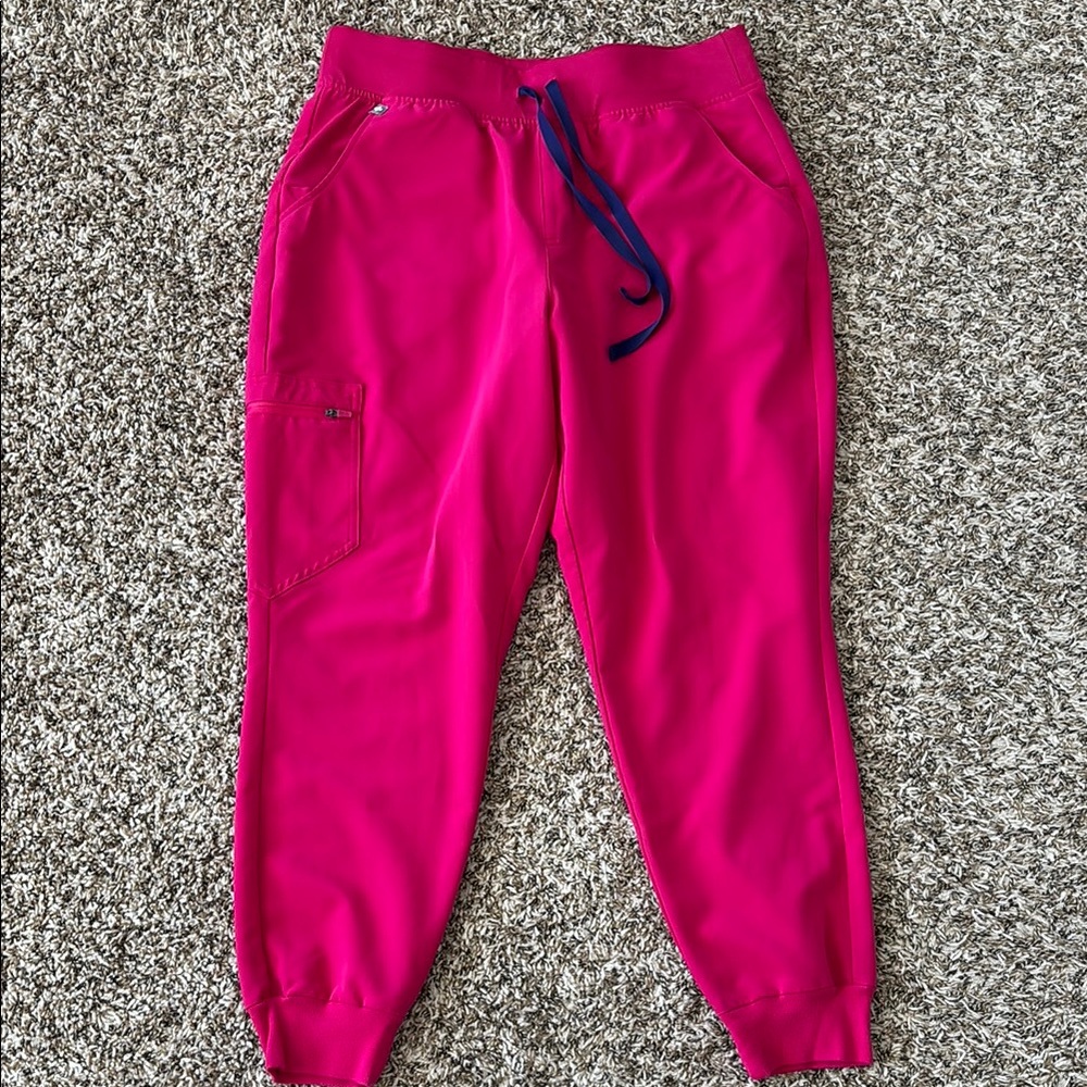 Figs scrub bottoms high waisted Zamora size large petite ultra rose po #2928
